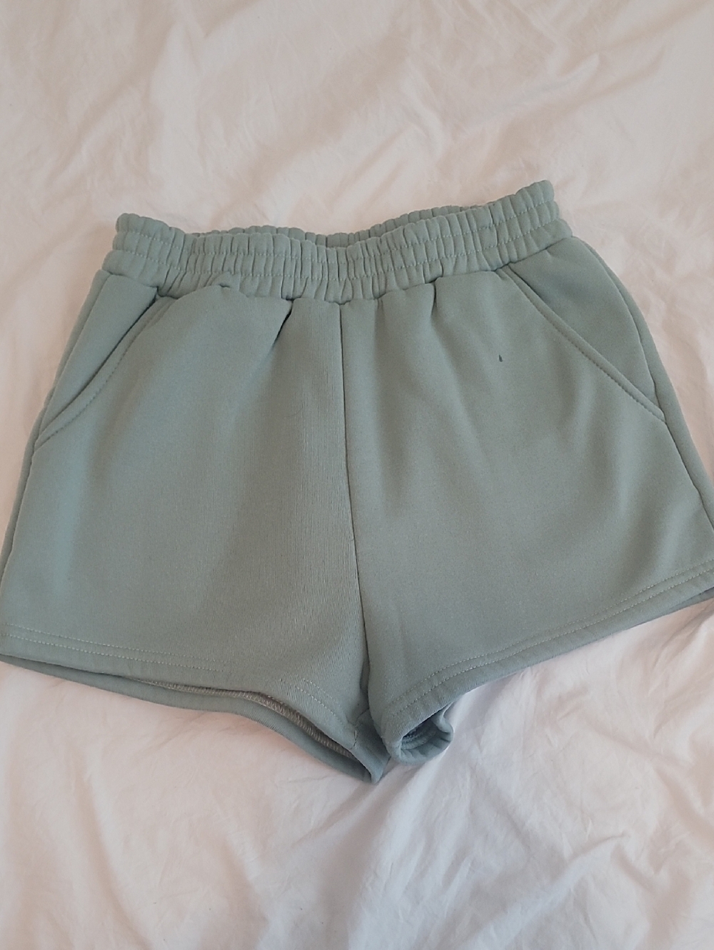 Women's Elastic-Waist Sage Green Lounge Shorts